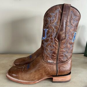 Vaccari KU JAYHAWKS University of Kansas Leather Western Cowboy Boots 9.5 NEW